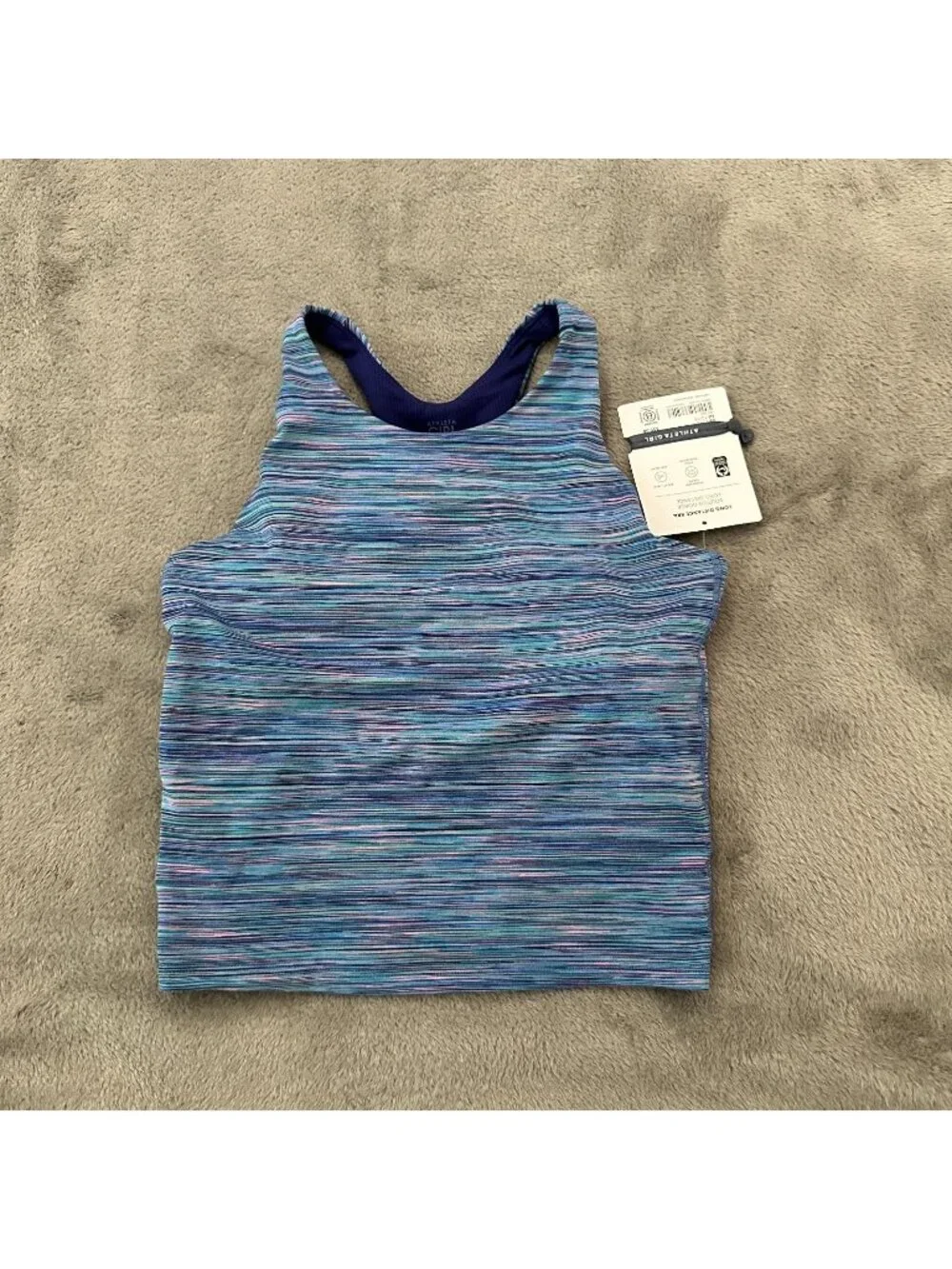 NWT Athleta Girl Long Distance Sports Bra Blue Youth Size XL 14 Athleisure